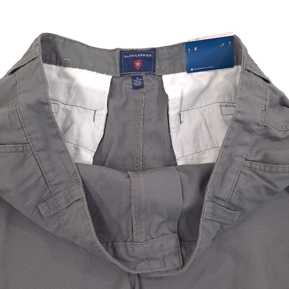 Saddlebred Men's Canvas Shorts Zip Pockets Chimney Gray 100% Cotton - Size 40/9 - Picture 7 of 9